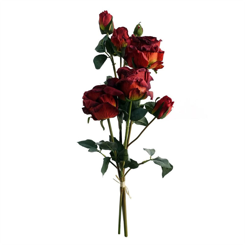 6 x 60cm Red Rose Artificial Flower Sprays - 24 Flowers 18 Buds