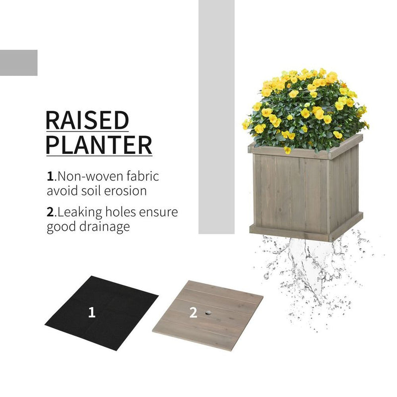 Wooden Garden Planter & Bench Combination Garden Raised Bed Grey