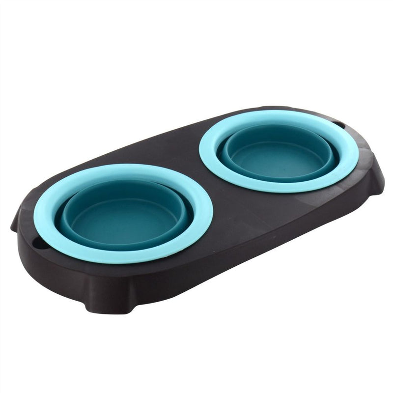 Collapsible Pet Bowl with Stand - TURQUOISE