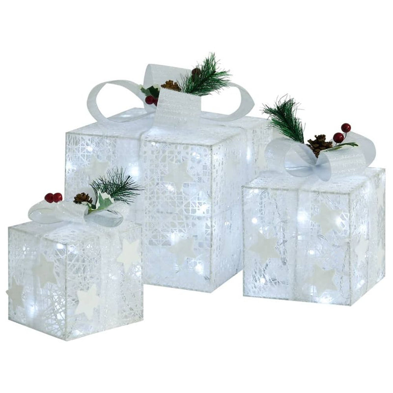 Decorative Christmas Gift Boxes 3 pcs Silver & Red Outdoor Indoor