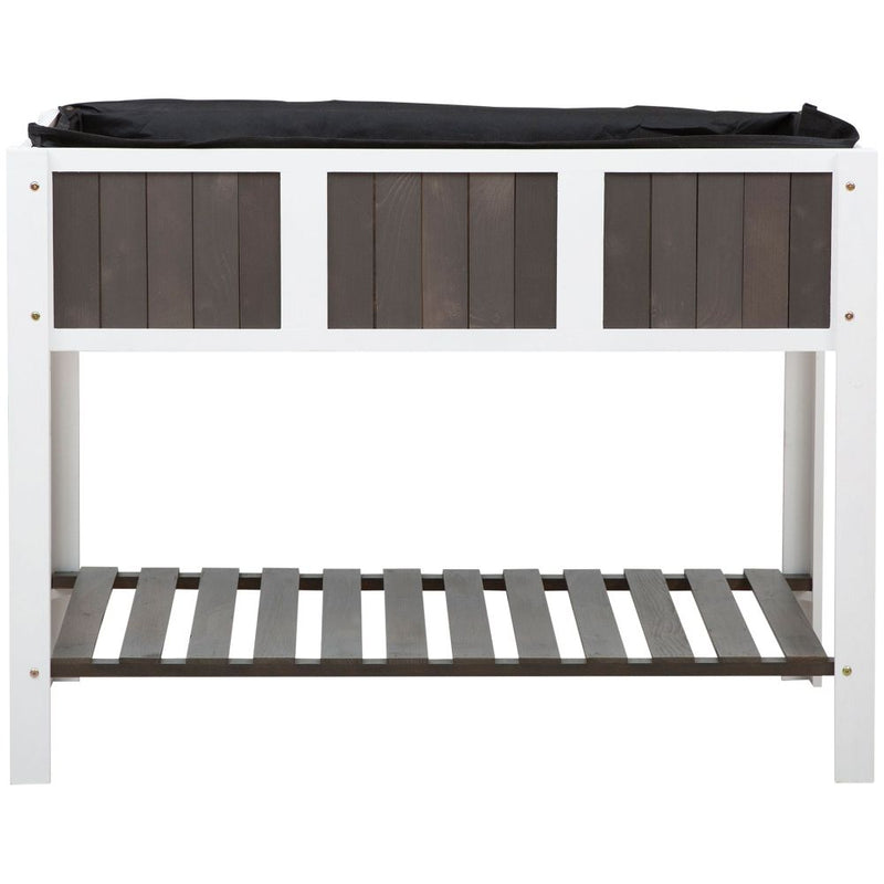 Wooden Planter Raised Elevated Garden Bed with Shelf Solid Wood Outdoor/Indoor