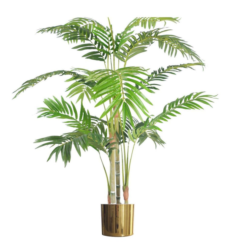 120cm (4ft) Premium Artificial Areca Palm with pot with Gold Metal Planter