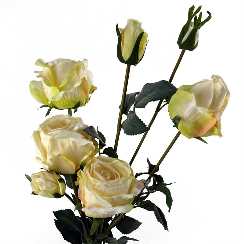 6 x 60cm Cream Rose Artificial Flower Sprays - 24 Flowers 18 Buds