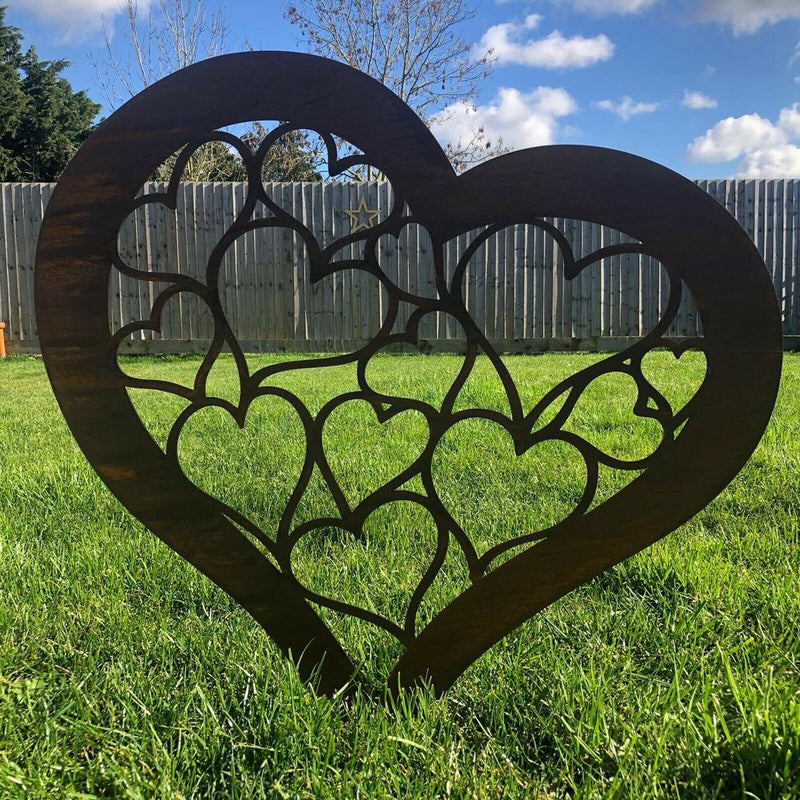 Garden Heart Rusty Metal Lawn Decoration