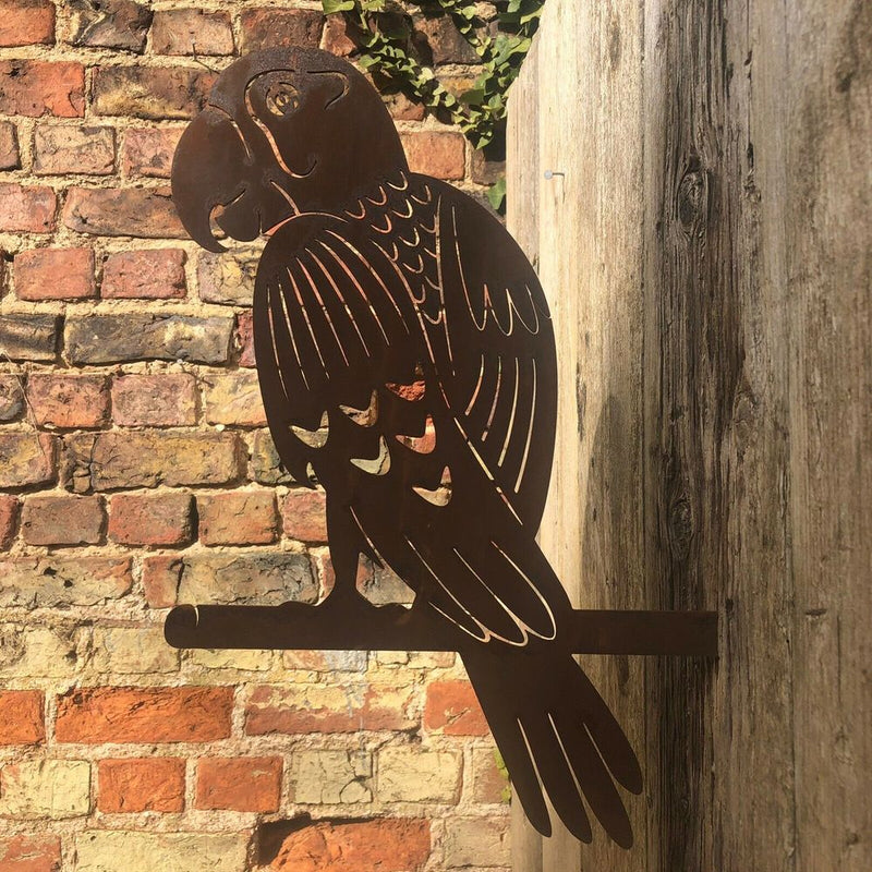 Rusty Metal Parrot Garden Animal sign Ornament Decoration