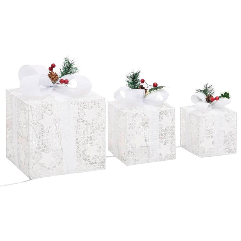 Decorative Christmas Gift Boxes 3 pcs Silver & Red Outdoor Indoor