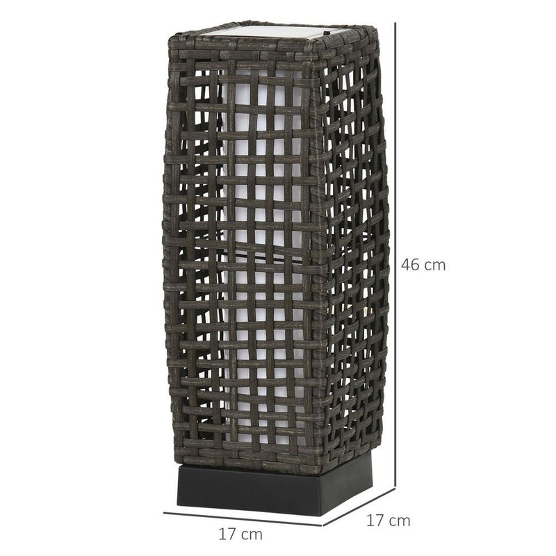 Outsunny Outdoor Rattan Solar Lantern wtih Auto On/Off Solar Powered LED Lights
