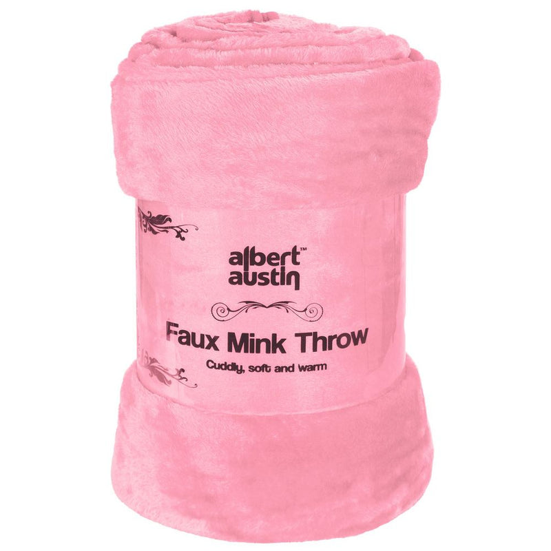 Faux Mink Throw Blanket 200 x 240 cm - Pink