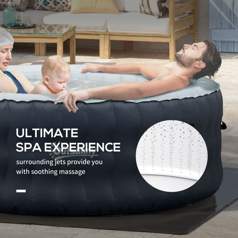 Round Inflatable Hot Tub Bubble Spa w/ Pump, Cover,4 Person, Dark Blue