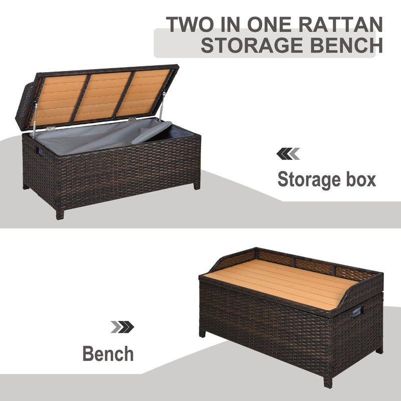 Rattan Garden Storage, 102Lx51Wx51H cm Brown / Cabinet Cushion Box Chest