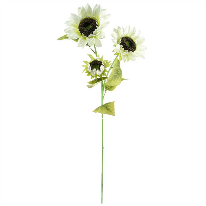 88cm White Artificial Sunflower - 3 heads