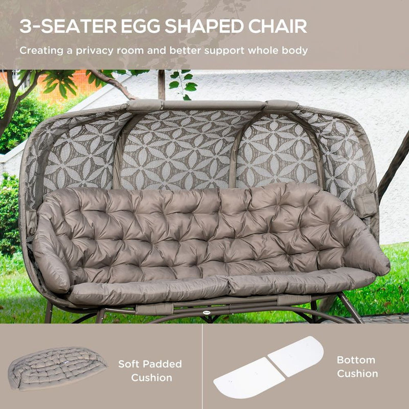 3 Seater Folding Outdoor Egg Chair w/ Flower Pattern, Holder Bags