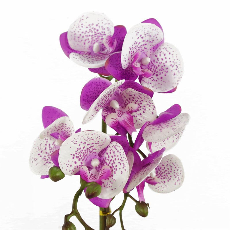 50cm Phalaenopsis Orchid Artificial - Purple / White - Gold Pot