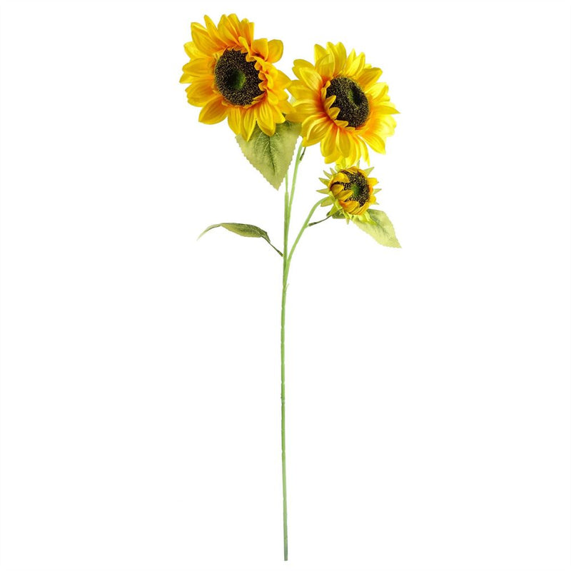 100cm Yellow Artificial Sunflower Arrangement Glass Vase