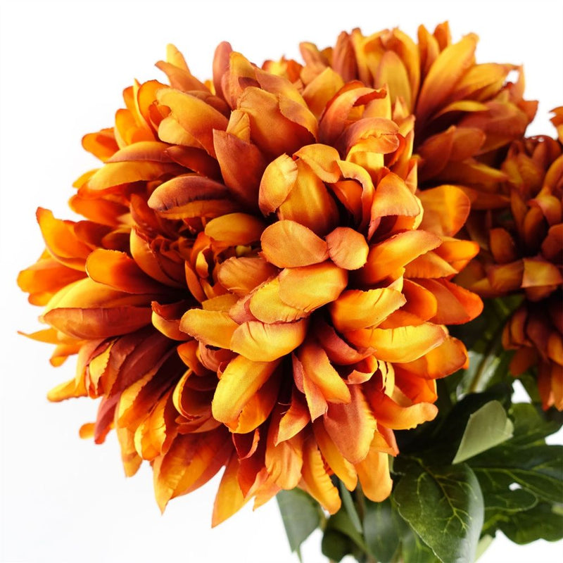80cm Orange Chrysanthemum Foliage and Glass Vase