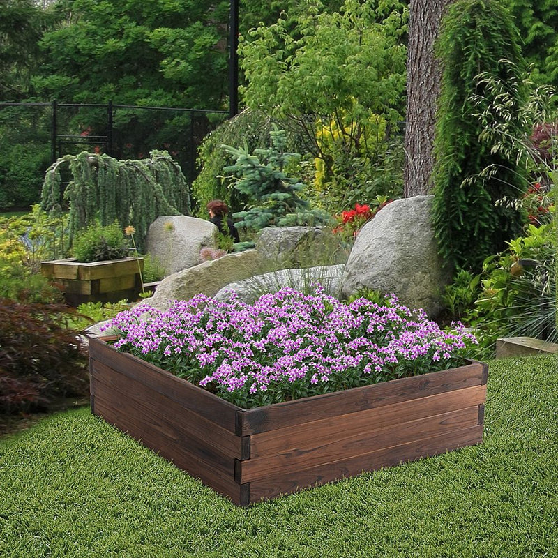 Wooden Raised Garden Bed Planter Grow Containers Pot 80 x 80 x 22.5cm