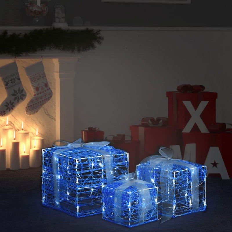 Decorative Acrylic Christmas Gift Boxes 3 pcs Warm White