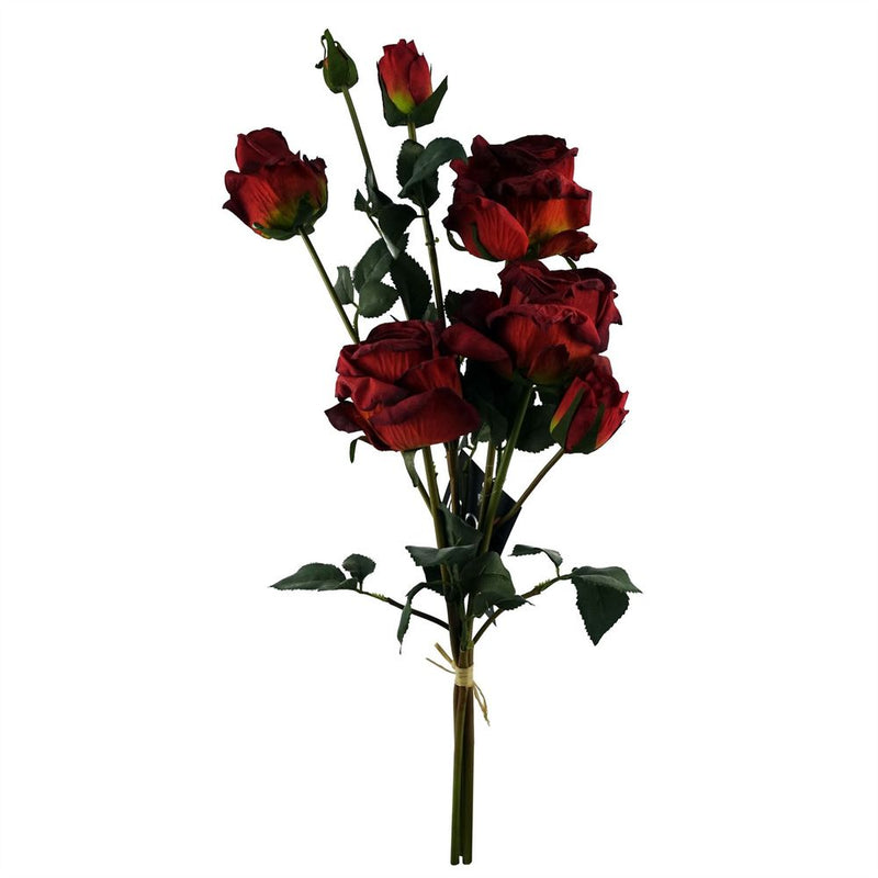 6 x 60cm Red Rose Artificial Flower Sprays - 24 Flowers 18 Buds