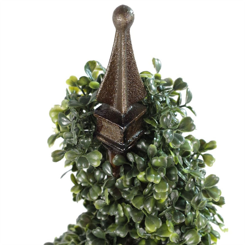 120cm (4ft) Tall Artificial Boxwood Tower Tree Topiary Spiral Metal Top