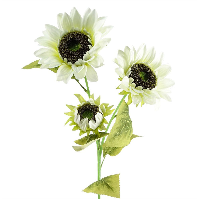 88cm White Artificial Sunflower - 3 heads