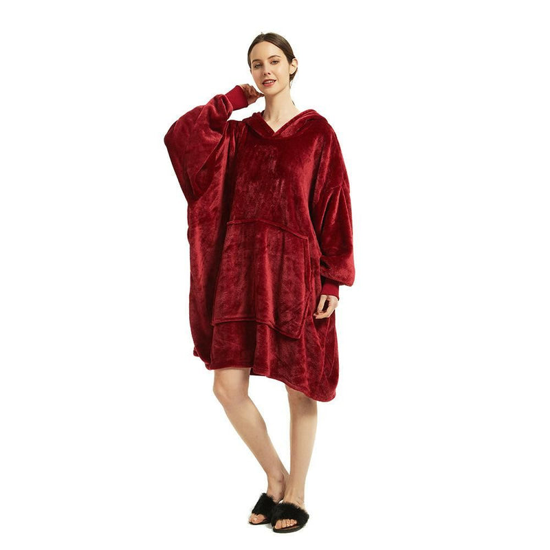 Oversized Ultra Plush Hoodie Blanket -red
