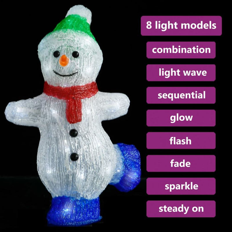 LED Christmas Acrylic Snowman Figure Indoor and Outdoor 30cm