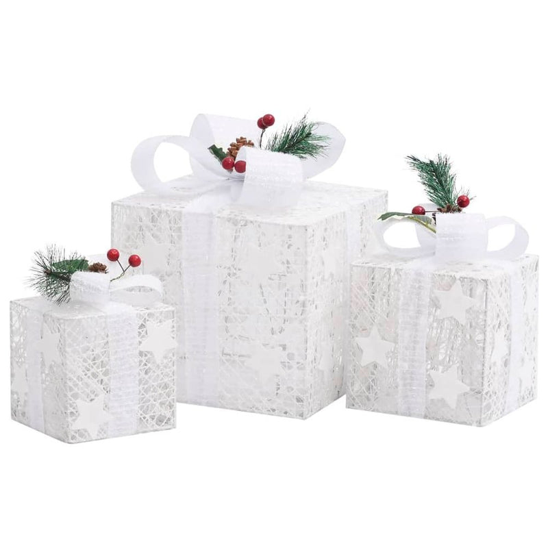 Decorative Christmas Gift Boxes 3 pcs Silver & Red Outdoor Indoor