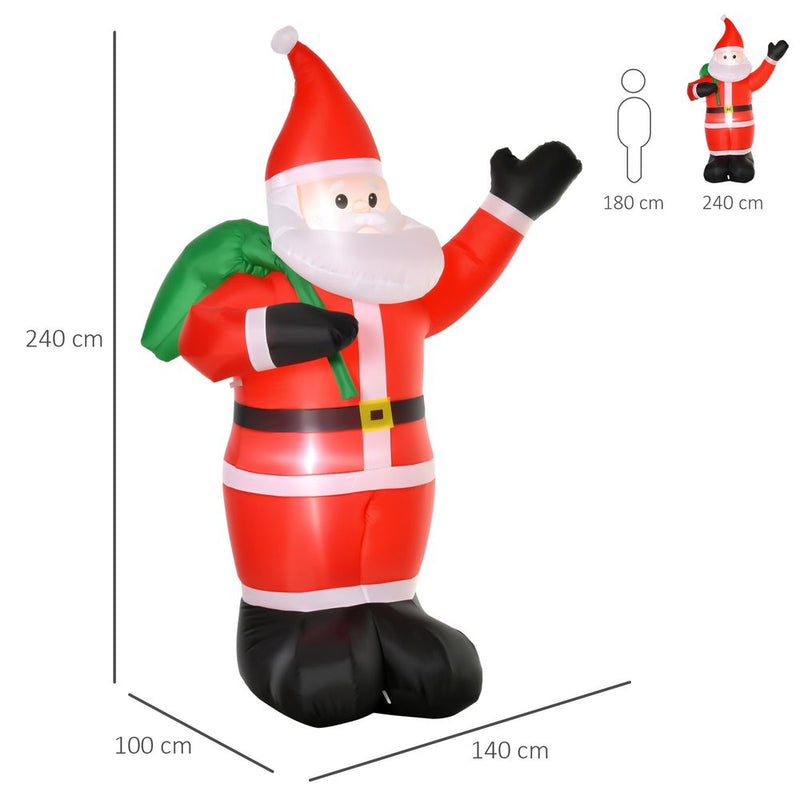 8ft Christmas Inflatable Santa Holiday Deco LED Lights Indoor Outdoor