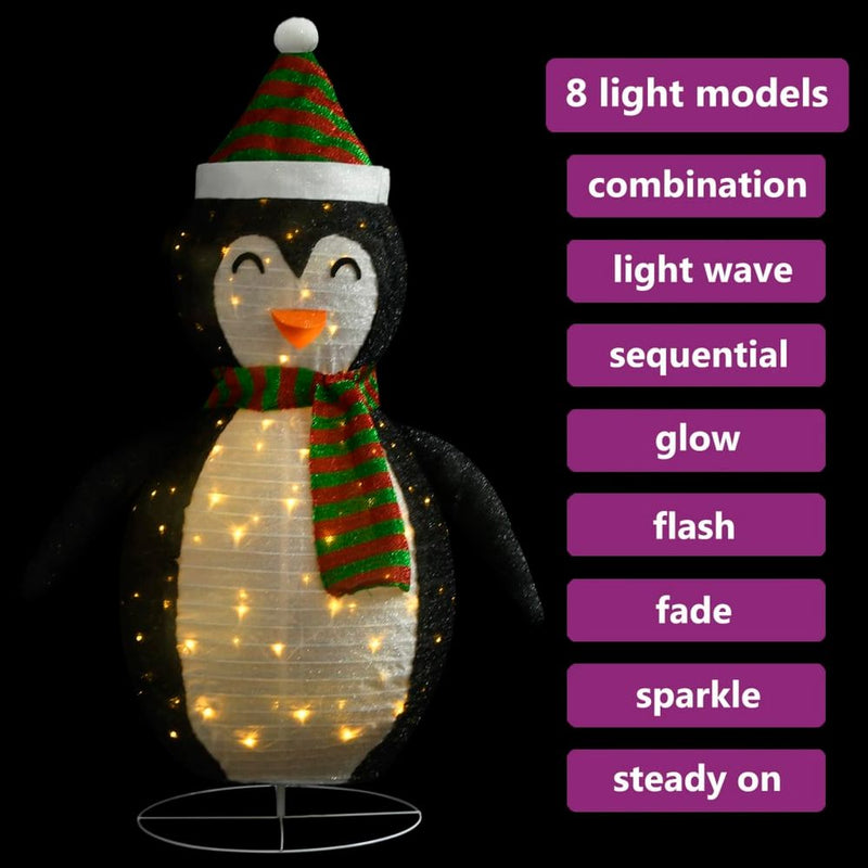 Decorative Christmas Snow Penguin Figure LED Luxury Fabric 90cm to 120cm