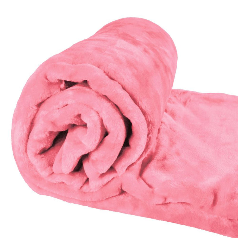 Faux Mink Throw Blanket 200 x 240 cm - Pink
