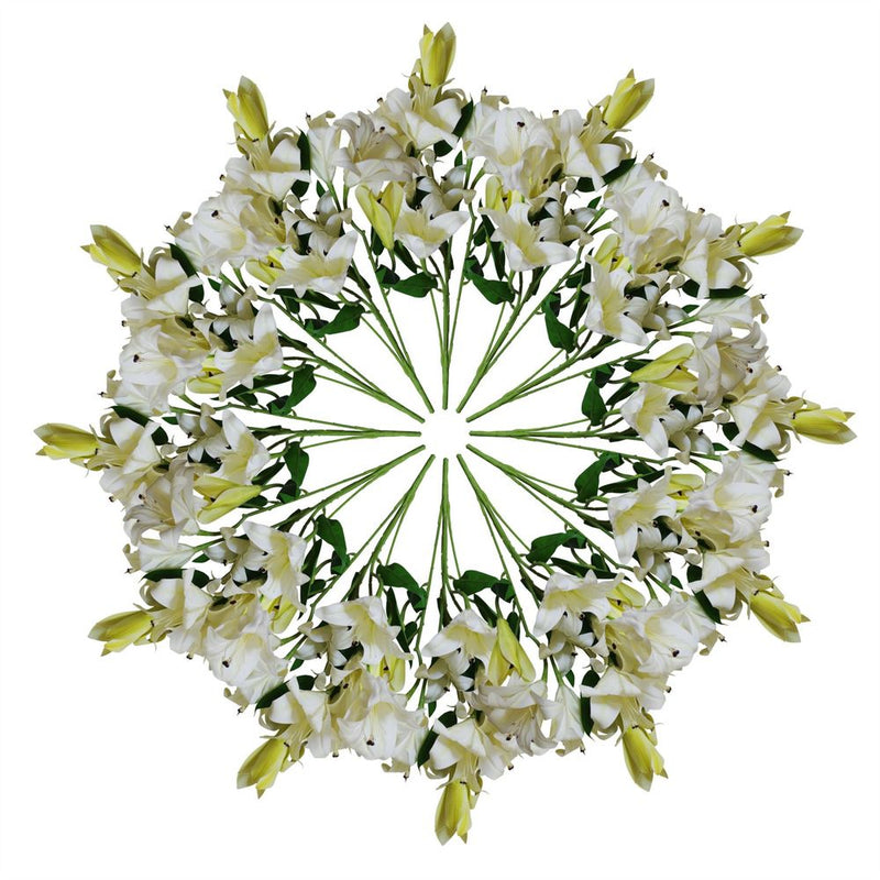 12 x 60cm Artificial Lily Stem - White - 144 Flowers