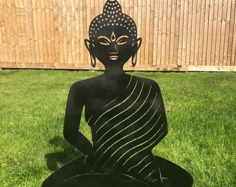 Rusty Metal Buddha Garden Ornament Statue Rustic Decoration